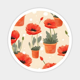 Poppy Leaves: A Whimsical Pattern Design Magnet